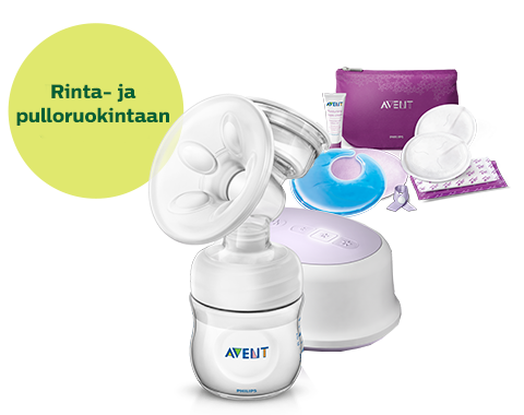 Rintaruokintatuotteet: Philips Avent rintapumppu, tuttipullo ja s&auml;ilytysastiat